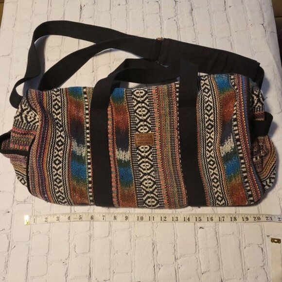 Roots African Prints Shoulder Crossbody Travel Luggage Duffle Bag Brown - Picture 6 of 13